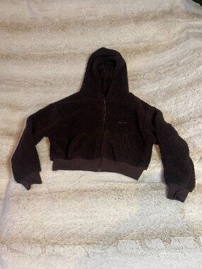 Skims Teddy Zip Up Hoodie in Espresso XS